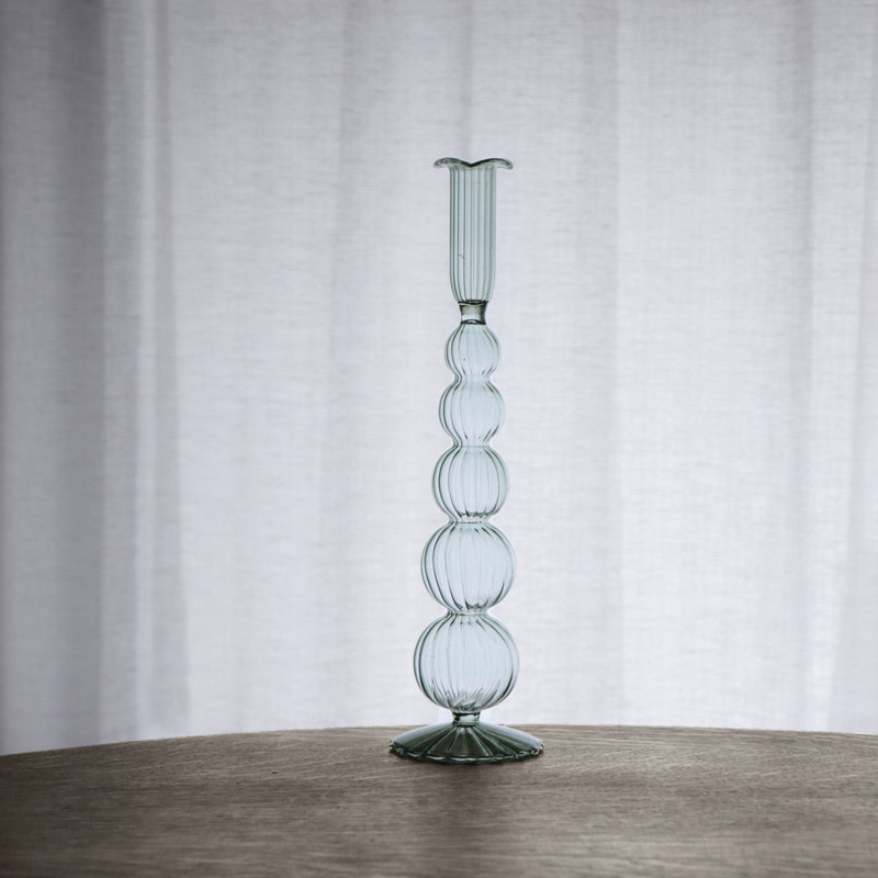 Glass Candlestick, Light Green
