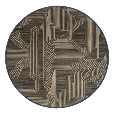 Tapis art déco brun lavable à la machine
