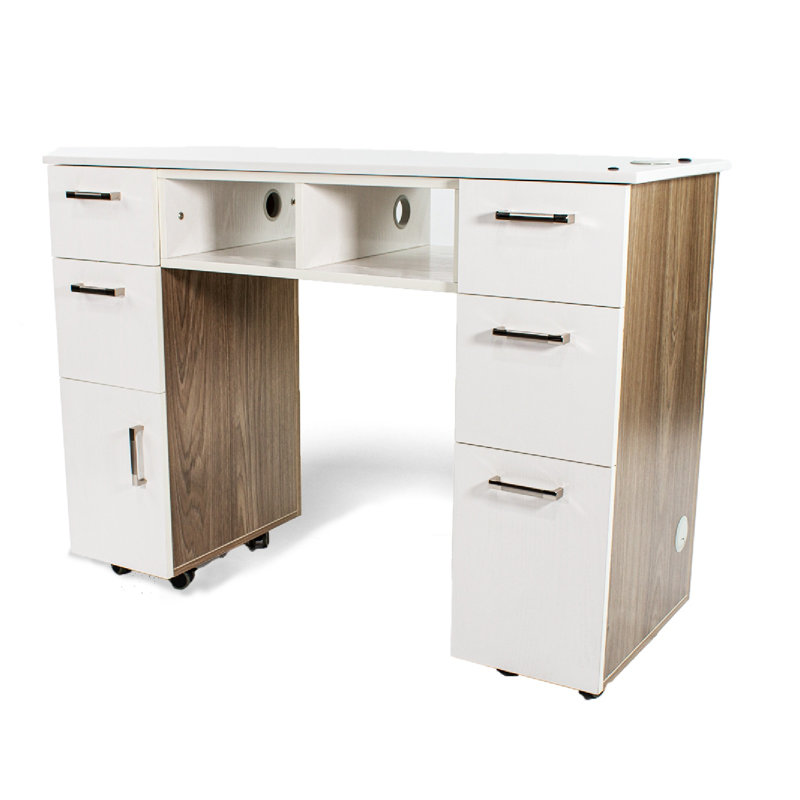 Bureau manucure Seneca, Gris / bois
