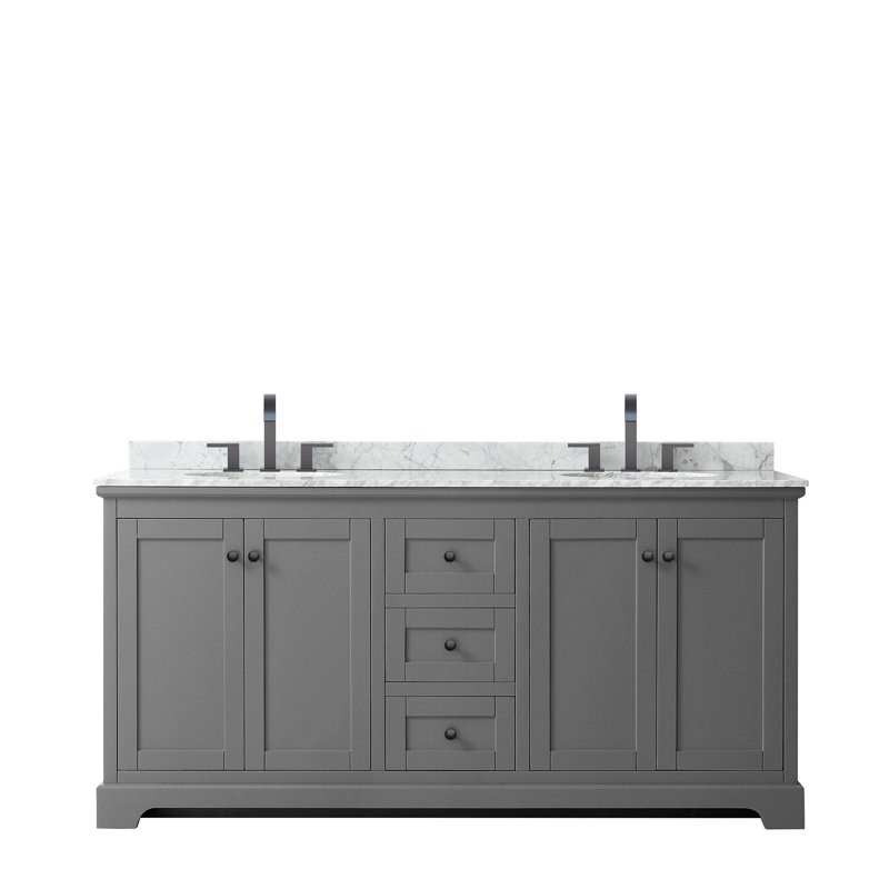 Ensemble de meuble-lavabo double 72 po Avery, Gris foncé, Chrome poli