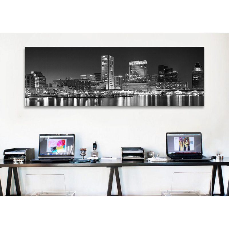 «City at the Waterfront, Baltimore, Maryland», reproduction de photo sur toile, Toile tendue, H 20 po x l 60 po x P 0,75 po