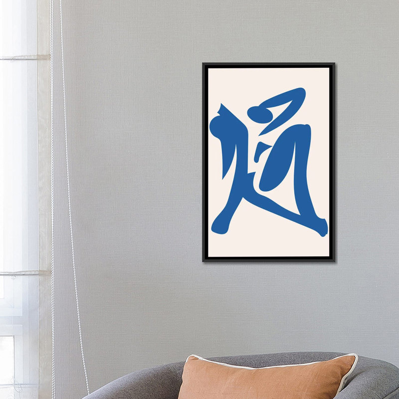 « Déconstruit bleu figure 4 » par Mambo art studio-impression, Pas de tapis, Toile avec cadre noir