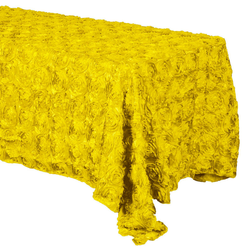 Silvie Floral Polyester Tablecloth, 108" x 54", Bright Yellow
