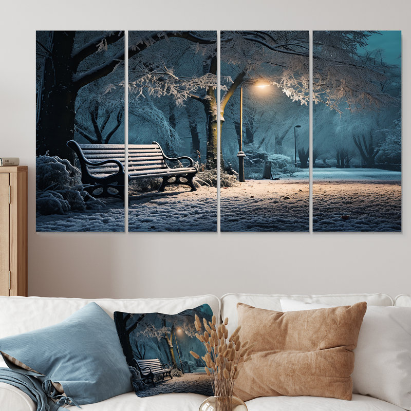 Ensemble d'art mural enneigé 4 pièces Snowy Park, H 32 po x l 64 po