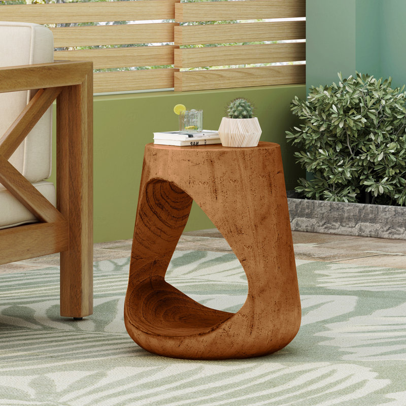 Table d'appoint Mgo Hollow, texture de bois, Brun
