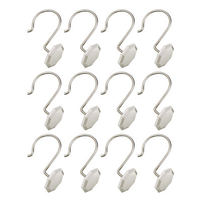Crochets de douche Utopia Alley, crochets de rideau de douche antirouille, crochets de rideau de douche décoratifs modernes pour salle de bain, rideaux, cuisine, vêtements, serviettes, etc. - ensemble de 12, nickel brossé