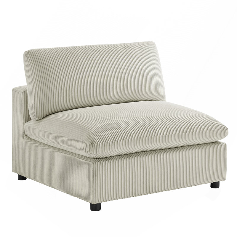 Fauteuil sans accoudoirs - velours côtelé beige, Beige