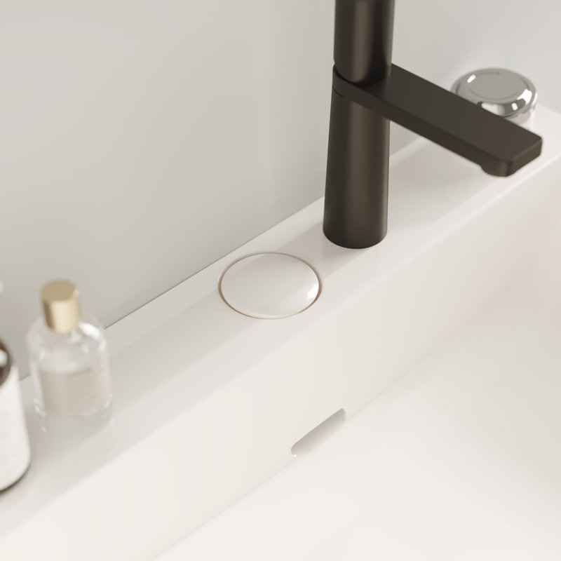 Bathroom Vanity With Ceramic Basin, Black, White