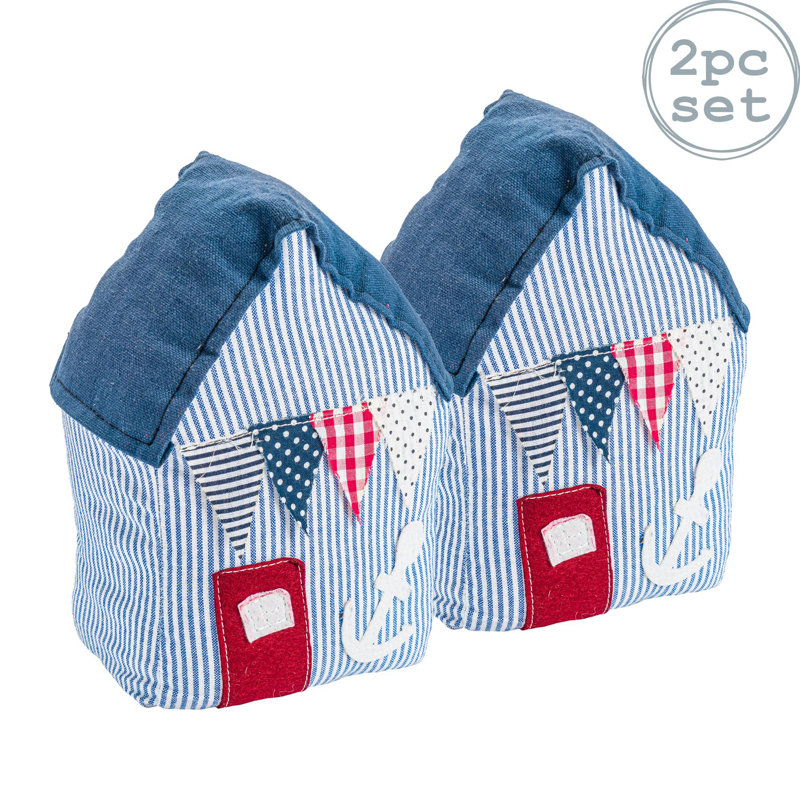 Nicola Spring - Beach Hut Door Stops - 15 x 21cm - Blue Stripe