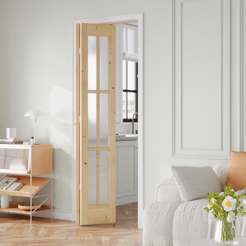 Porte pliante en verre massif non fini avec trousse de quincaillerie d'installation, 30 po x 80 po, 2
