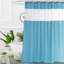 Rideau de douche en tissu bleu clair avec fenêtre en filet transparent, doublure de salle de bain moderne en polyester hydrofuge, 48 po x 72 po, avec crochets en plastique gratuits