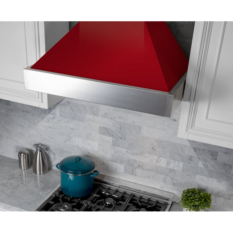 30" Fingerprint Resistant Stainless Steel Range Hood with Fingerprint Resistant Shell (8654SN-30), Red Gloss