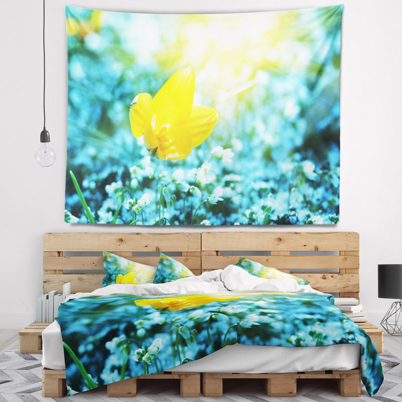 Tapisserie fleur florale à ressorts magnifiques, H 50 po x l 60 po