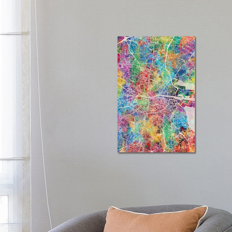 Dublin Ireland City Map I by Michael Tompsett - Wrapped Canvas Gallery-Wrapped Canvas Giclée