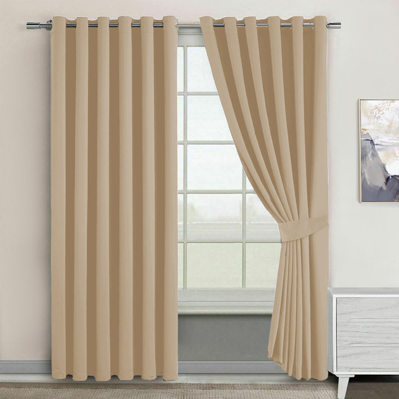 Bernards Blackout Door Curtain, Single Panel 168cm Width x 213cm Drop, Cream