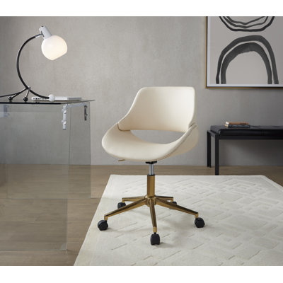 Chaise de bureau rembourrée en similicuir Najrin