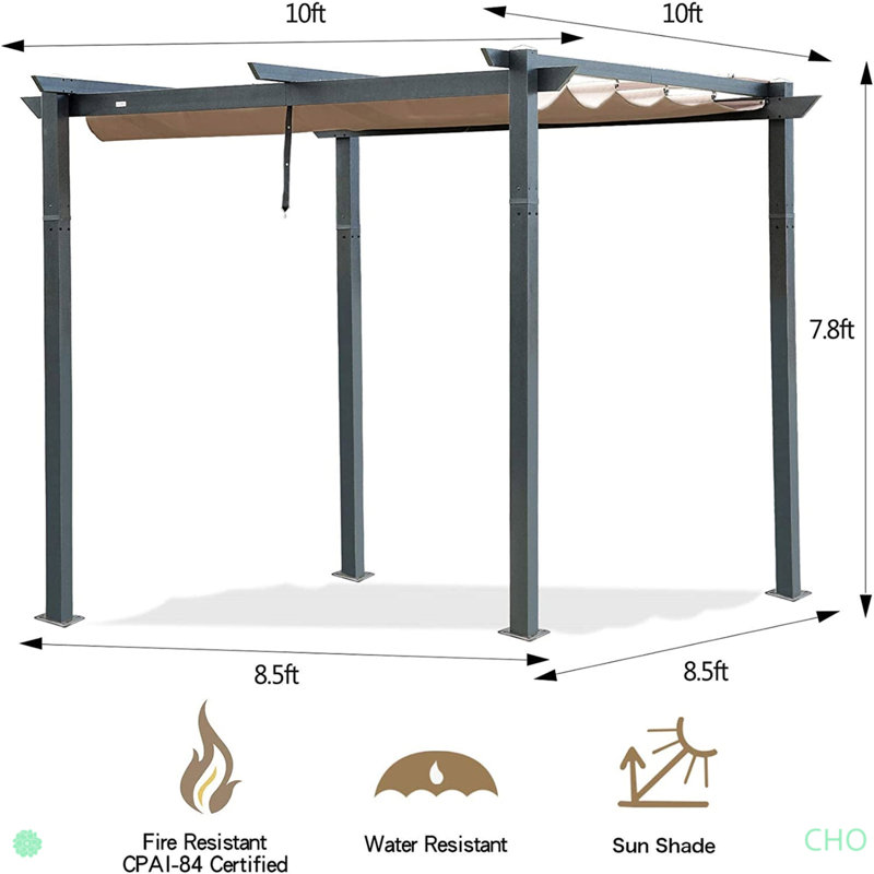 Pergola d'extérieur rétractable avec pavillon de jardin en aluminium résistant aux intempéries