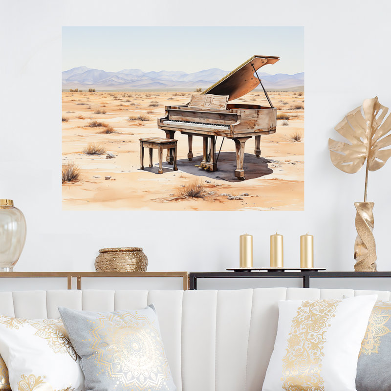 Desert Piano Melody II - Piano, art mural en métal, H 12 po x l 20 po x P 1 po