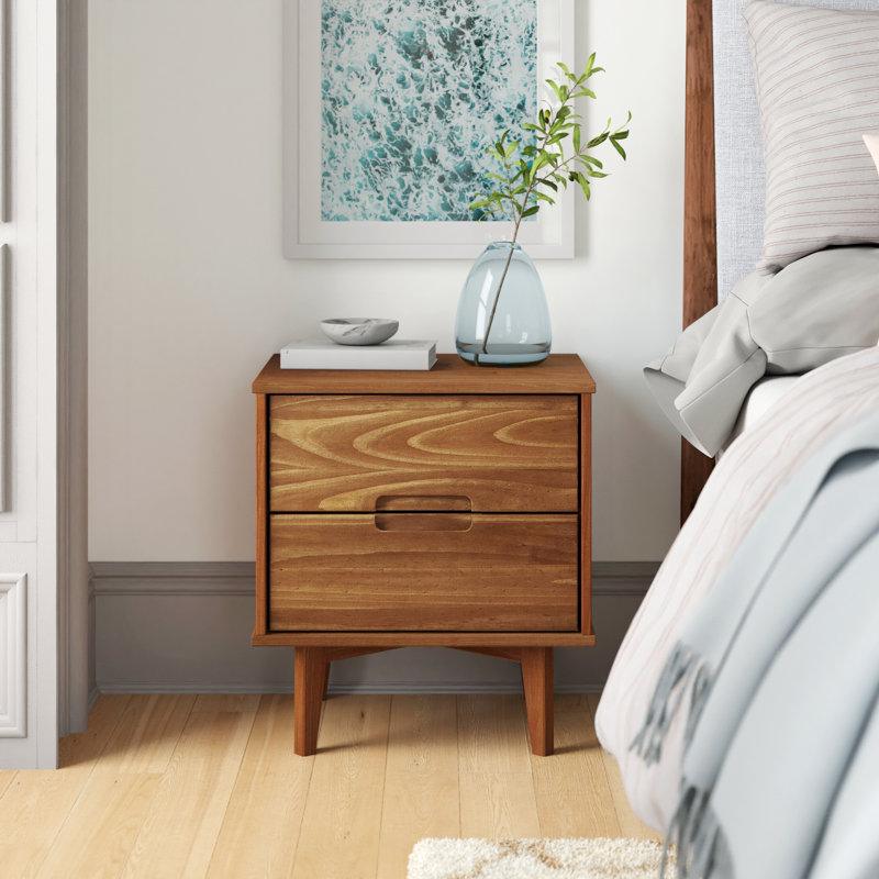 Mags Solid Wood 2-Drawer Nightstand - Retro Chic