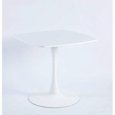 Square Tulip Table For 2-3 Person, 24" Small Dining Table With Metal Pedestal Base, Modern Kitchen Table For Small Space, Apartment, Bistro, Cafe, Office & Living Room, MDF Top