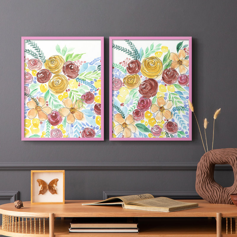 «Flower Carousel I», reproduction encadrée de qualité supérieure - prête à être accrochée - aucun clou requis - aucun clou requis