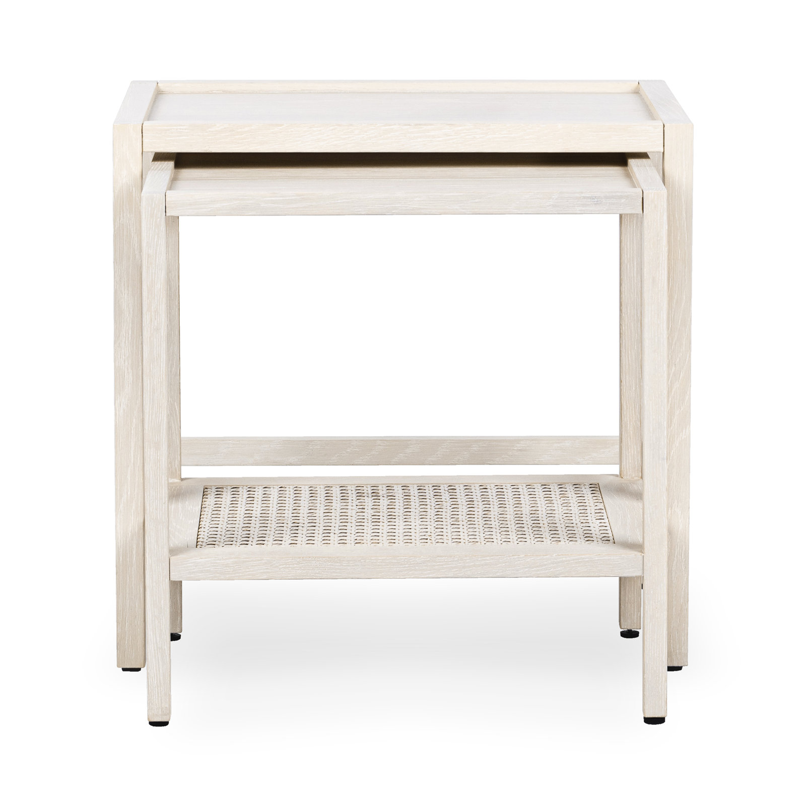 Devin 22" Oak Nesting End Tables, Milk White