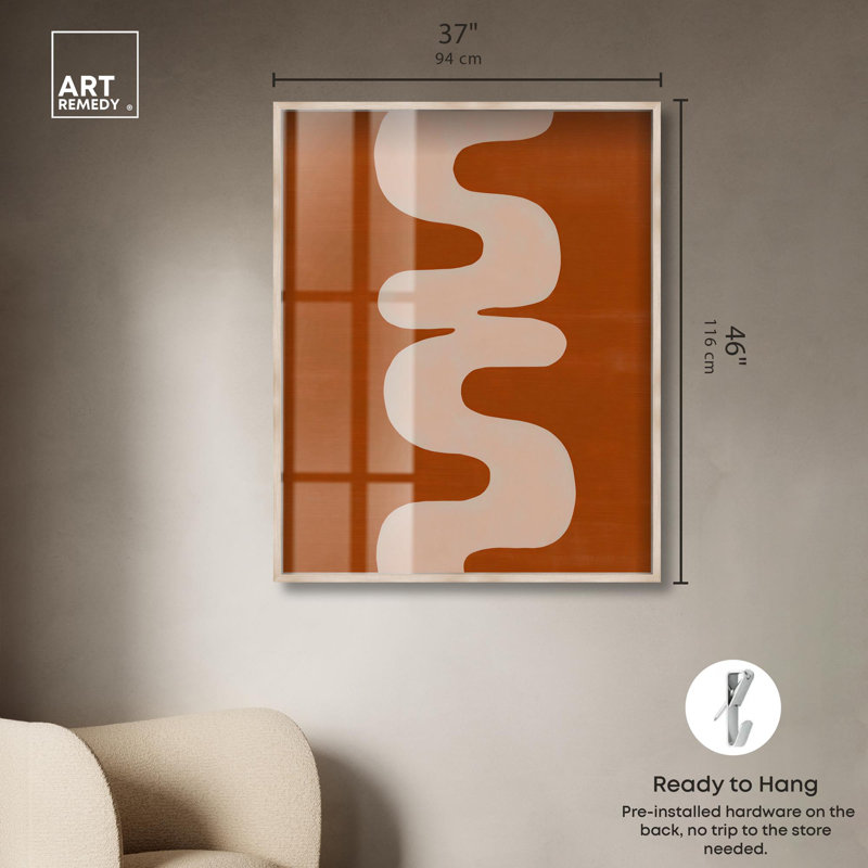 «Steady Flow I Living Room Art Shadowbox Print» par Art Remedy, H 46 po x l 37 po, Crème, crème