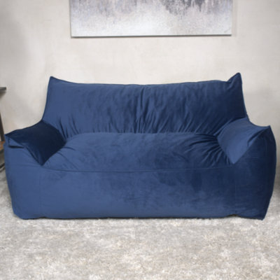 Fauteuil à billes surdimensionné 2 places avec accoudoirs en velours de velours de velours de coton, conception moderne de couleur unie, housse lavable amovible, rembourrage en mousse haute densité, confortable et élégant.