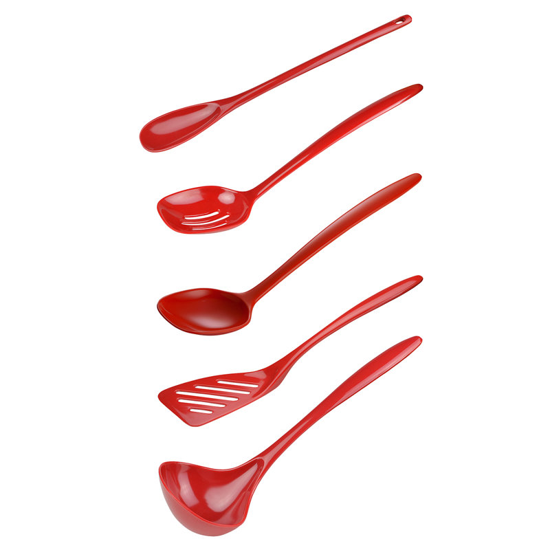 Plastic Oval Utensil Crock, Red/White