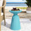 Table d'appoint d'extérieur en métal - grande conception moderne avec piédestal stable, fer thermolaqué, bleu sarcelle, prête à l'emploi, grande table 14,71 po x P 14,71 po, H 8 po, durabilité du piédestal, installation instantanée, 15 po x 15 po-1357193896