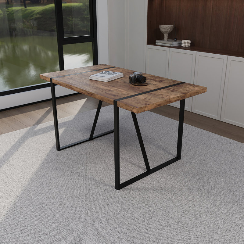 Table de salle à manger rectangulaire 1 pièce sans chaise, Brun