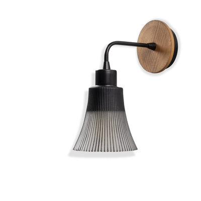Metal Body Inverted Tulip Glass Cap Armed Wall Sconce