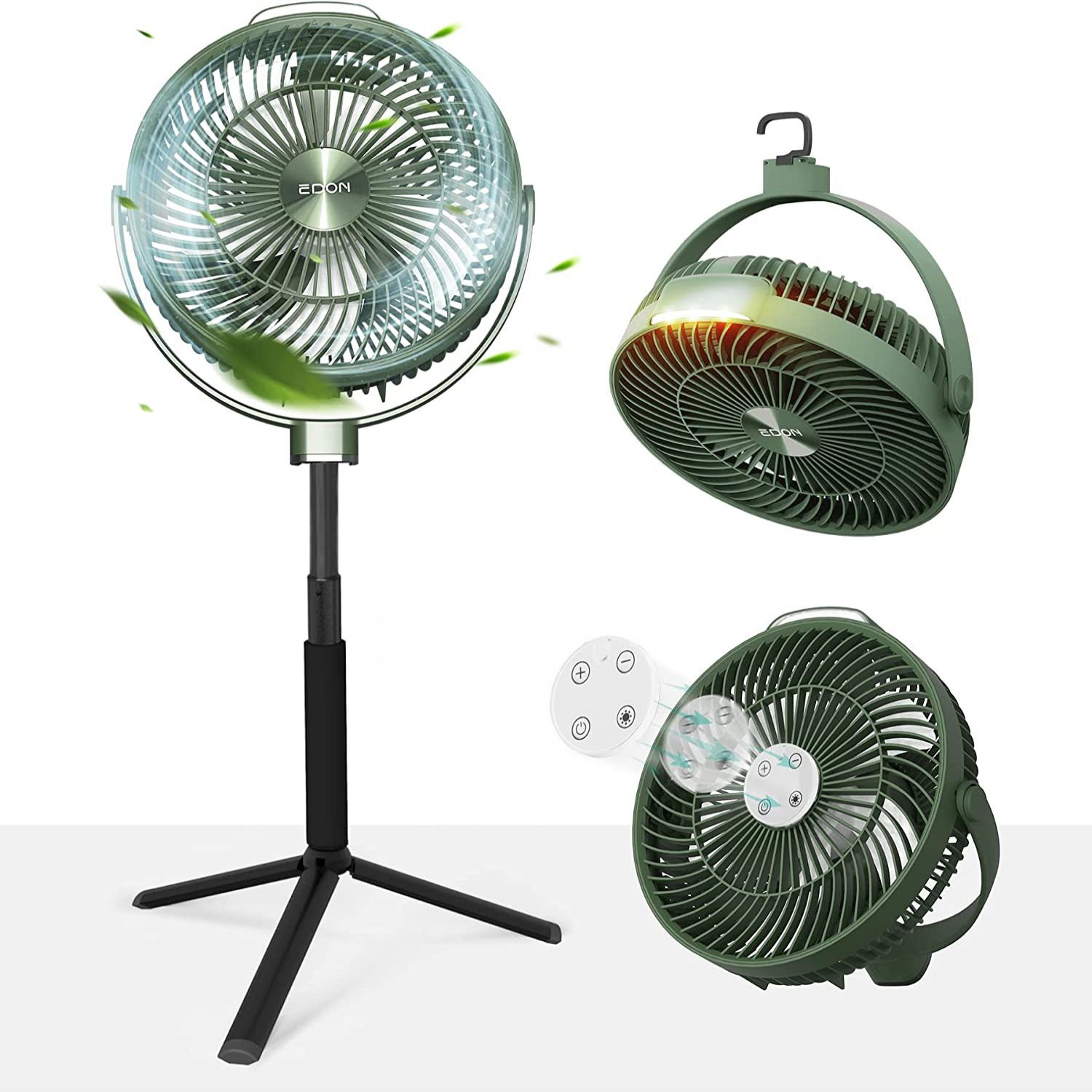 c&g outdoors Camping Fan With Tripod, 10 Rechargeable Battery Operated Fan  With LED Lights, Remote Portable Fan With Hanging Hook, 180 Rotation Travel  Fan For Tent Outdoor Picnic Camping