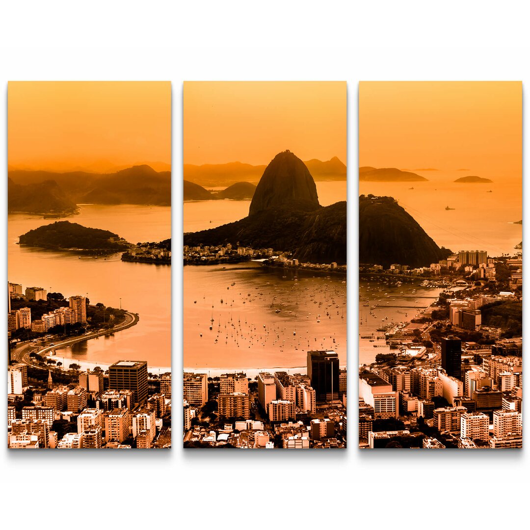 3-tlg. Leinwandbilder-Set Botafogo-Strand mit Zuckerhut - Rio de Janeiro