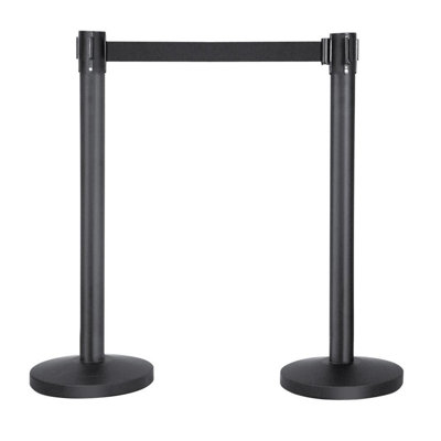 92cm H x 200cm W Black Metal Stanchion