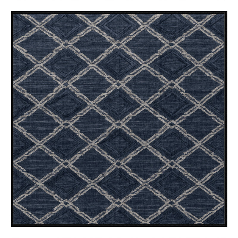 Tapis gris en treillis lavable à la machine, Carré 6 pi