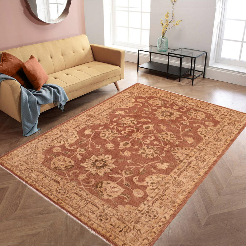 Tapis oriental brun en laine noué à la main 6 pi 2 po x 8 pi 10 po Baccio