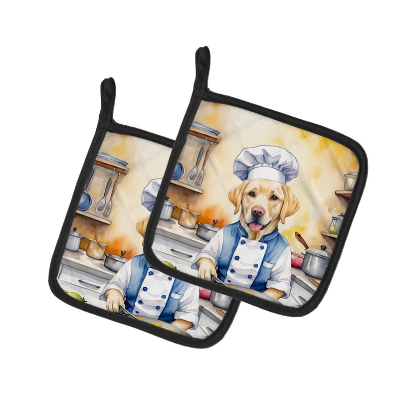 Caroline's Treasures The Dog Chef Polyester Potholder Set