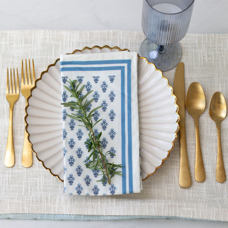 Celeste Blue Handcrafted Block Print Napkins - Set of 4