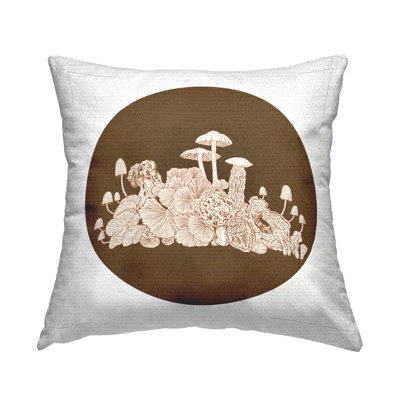 Woodland Nature Mushroom Botanicals Outdoor Printed Pillow by Ziwei Li