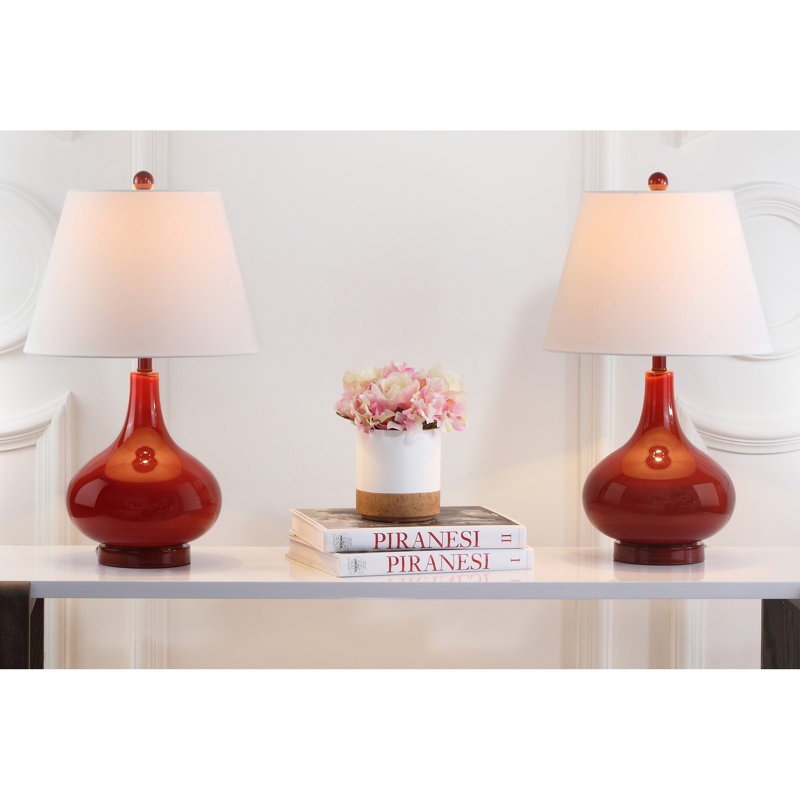 Akeim Glass Table Lamp, Chinese Red