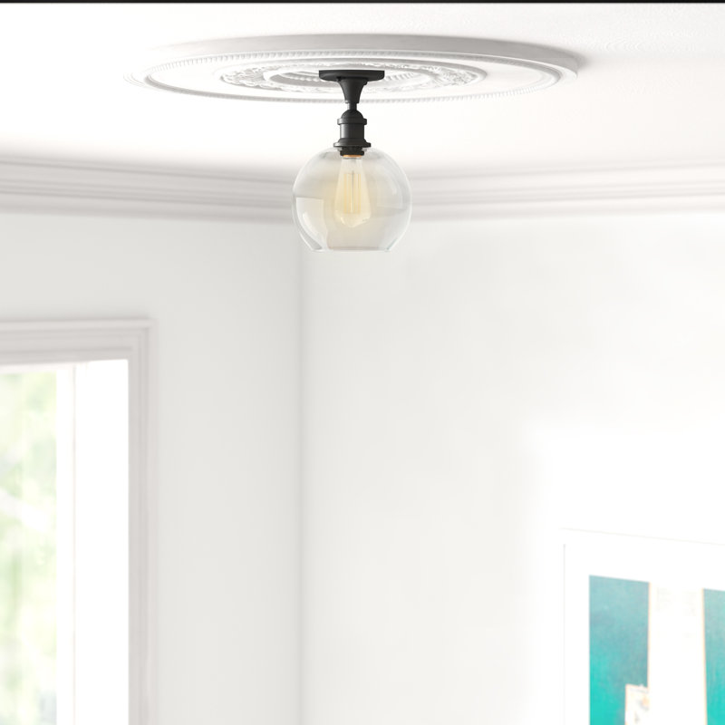 Baptista Semi Flush Mount, Oil Rubbed Bronze, Clear, 12'' H X 8'' W X 8'' D