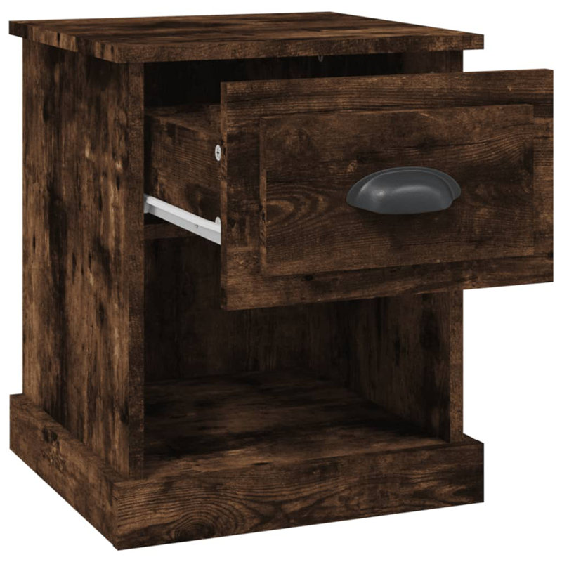 Cardi 39cm W Manufactured Wood Bedside Table, Smoked Oak