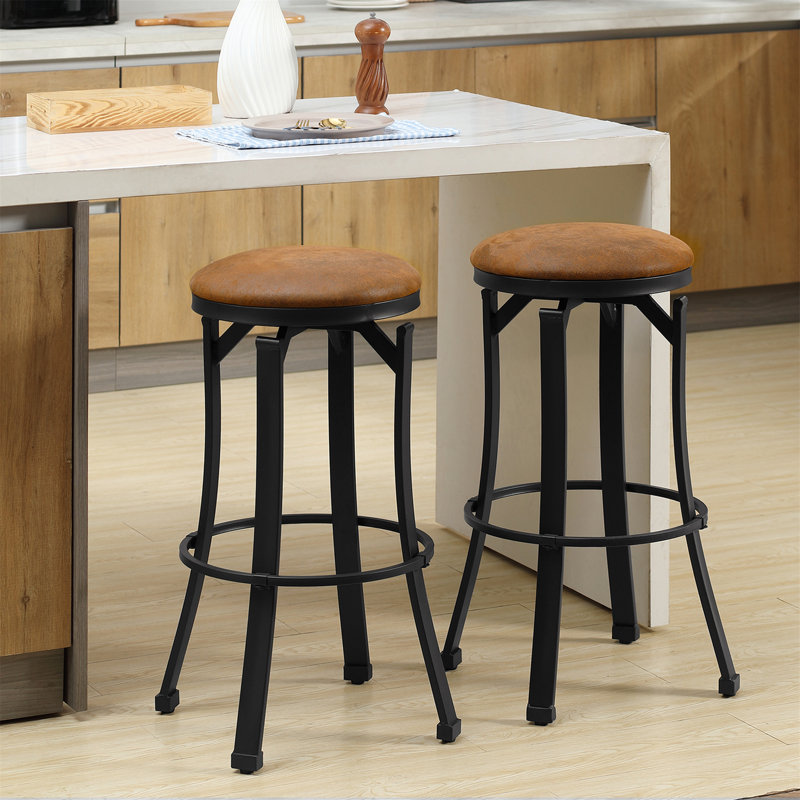Tabouret de bar 2 pièces avec repose-pieds et tissu en microfibre, tabouret de bar avec pieds en acier thermolaqué, Brun