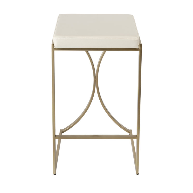 Natalya 24" Bar Stool, Bar Stool (31” Seat Height), Gold, Cream