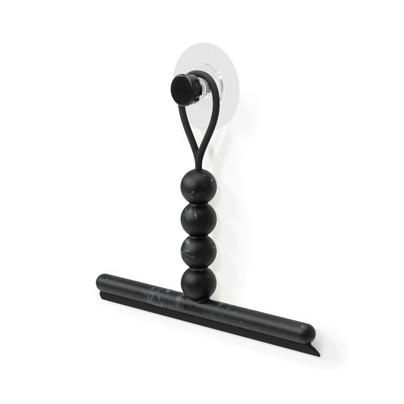 Raclette de douche adhésive NAMI, sable de l'océan, Noir