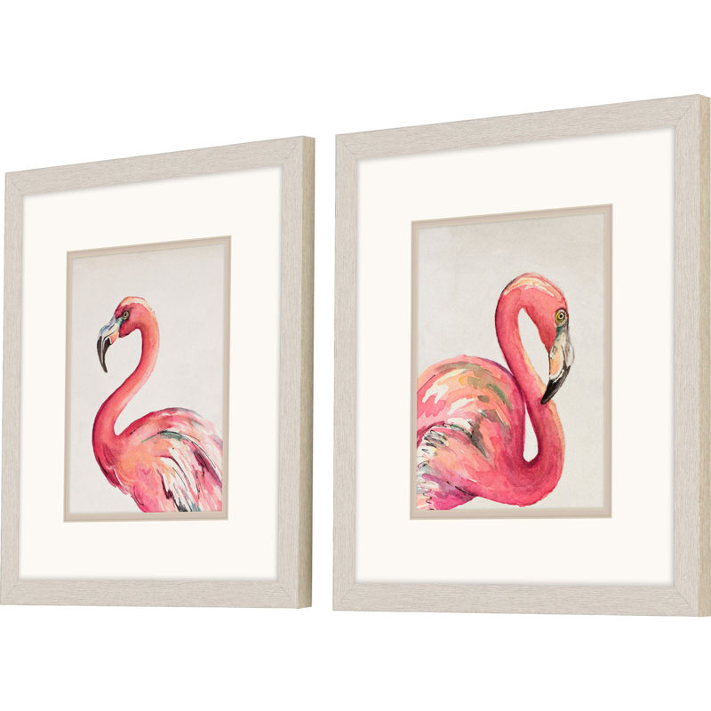 Aquarelle flamant rose S / 2