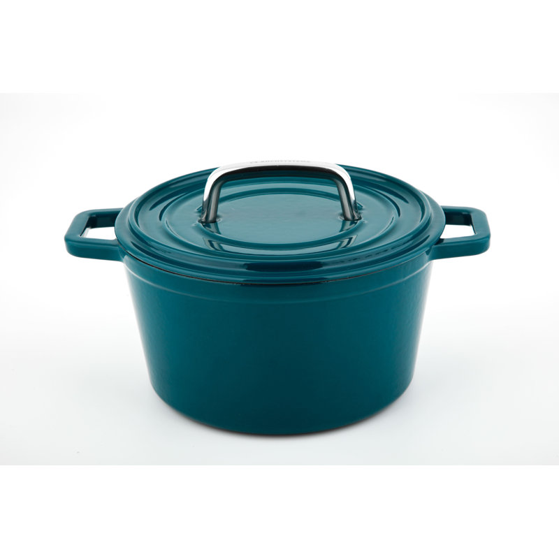 Cocotte en fonte antiadhésive ronde avec couvercle