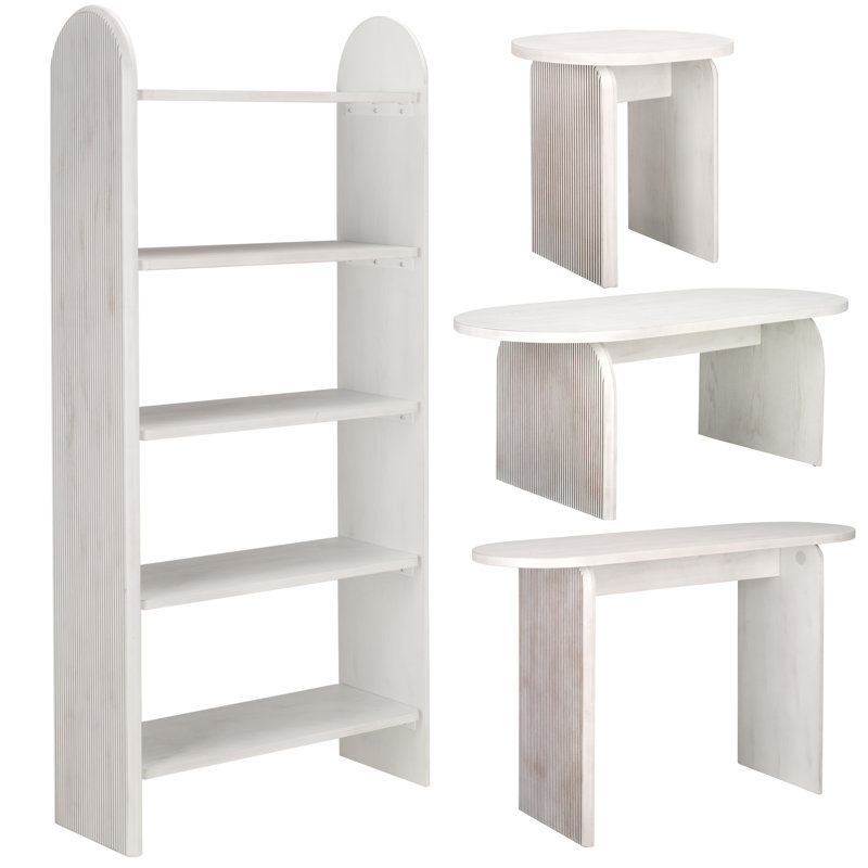 Ensemble de table de salon 4 pièces Bearl, Blanc