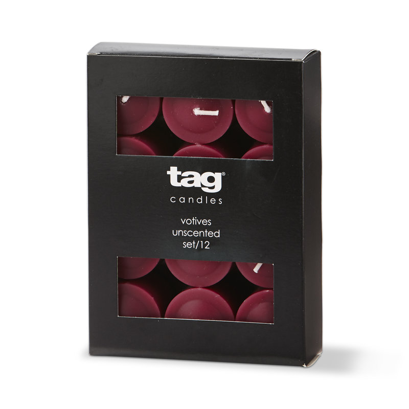 Bougies votives Color Studio S / 12 olive, H 1,25 po x l 1,25 po x P 1,5 po, Rouge vin
